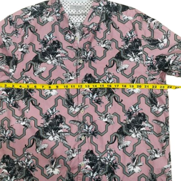 Ted Baker London Men's Stefan Tiger Mash Up Slim Fit Short Sleeve Shirt 6/XXL - Picture 8 of 10